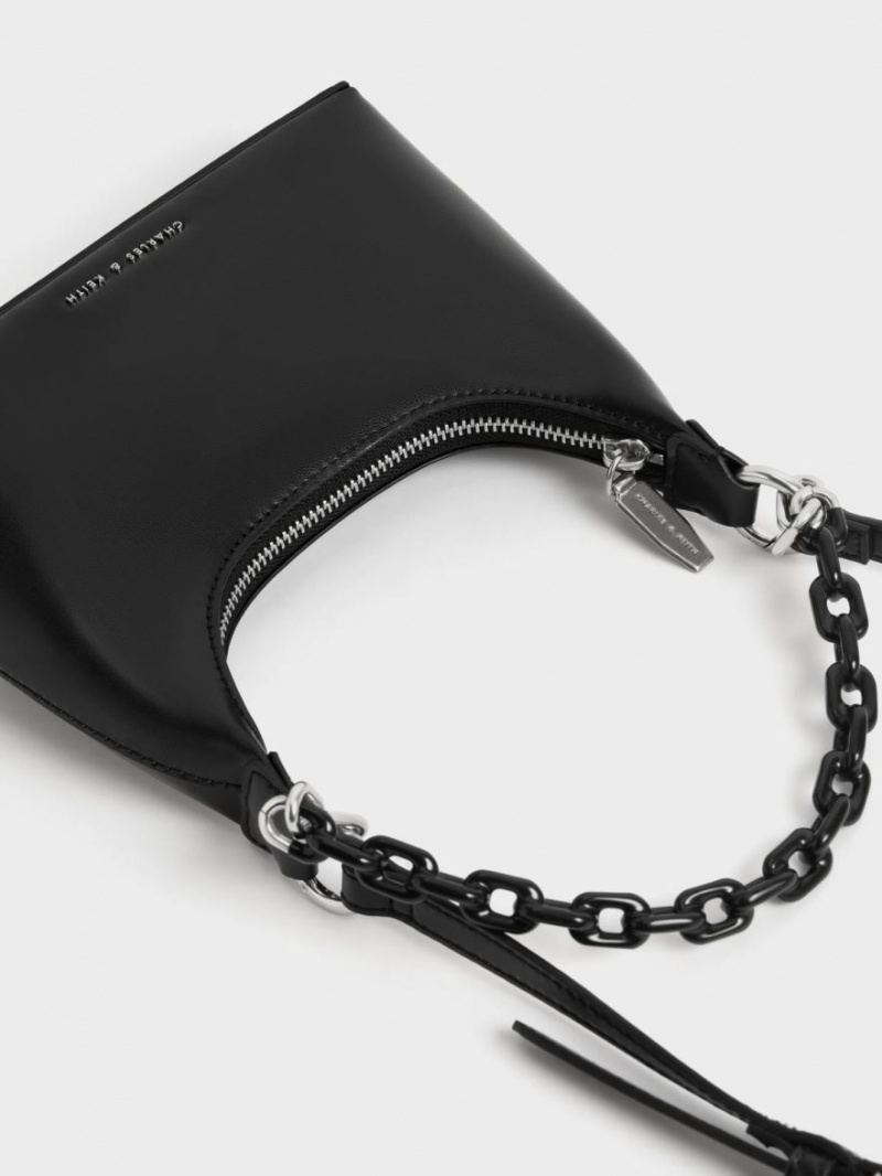 τσάντεσ ώμου Charles And Keith Koi Chain Handle μαυρα | 62513-VHAS