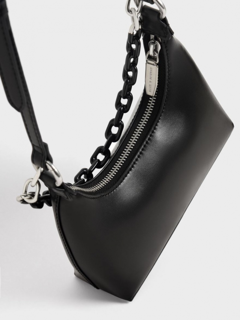 τσάντεσ ώμου Charles And Keith Koi Chain Handle μαυρα | 62513-VHAS