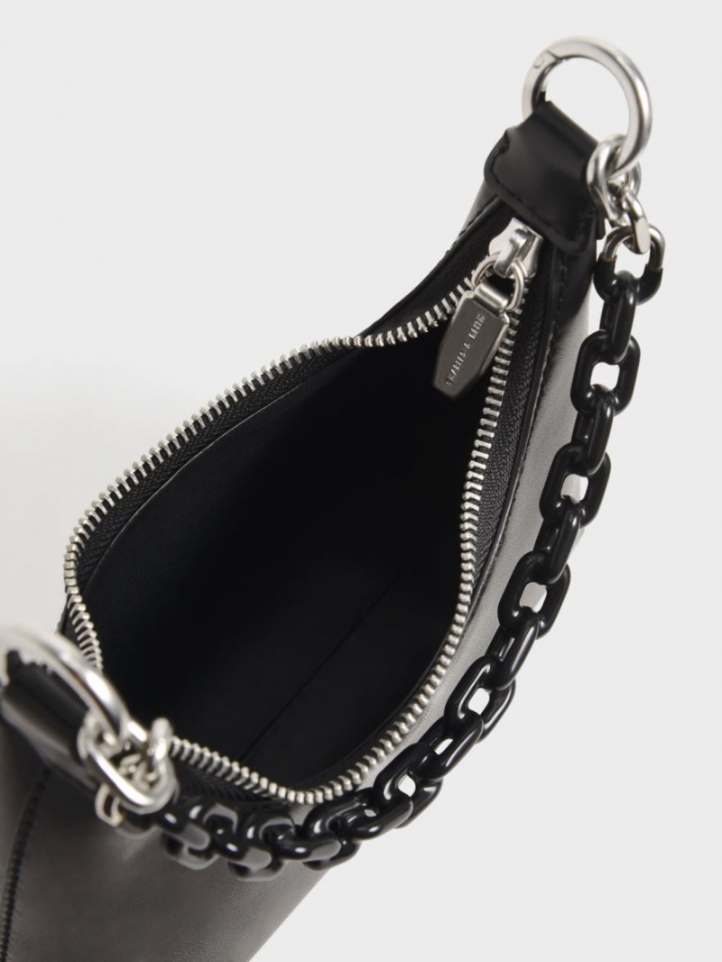 τσάντεσ ώμου Charles And Keith Koi Chain Handle μαυρα | 62513-VHAS