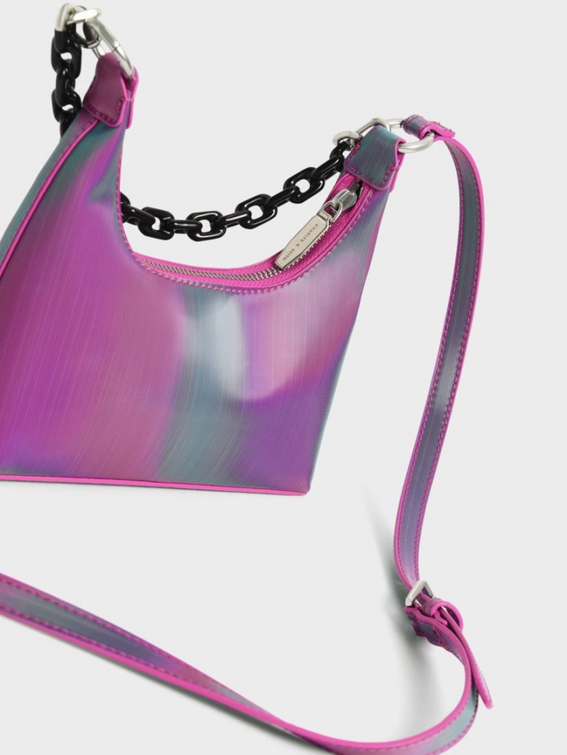 τσάντεσ ώμου Charles And Keith Koi Chain Handle παγώνι | 64578-BEMX