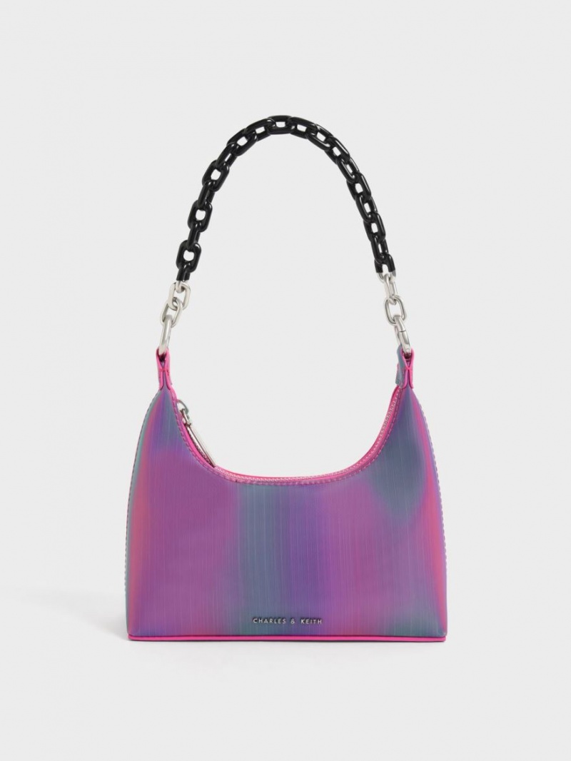 τσάντεσ ώμου Charles And Keith Koi Chain Handle παγώνι | 64578-BEMX