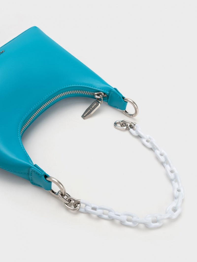 τσάντεσ ώμου Charles And Keith Koi Chain Handle μπλε | 61579-BZXK