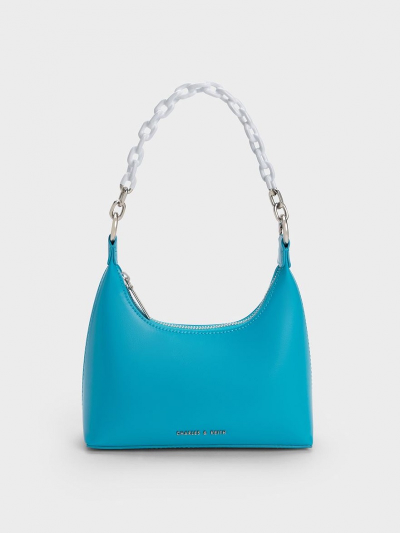 τσάντεσ ώμου Charles And Keith Koi Chain Handle μπλε | 61579-BZXK