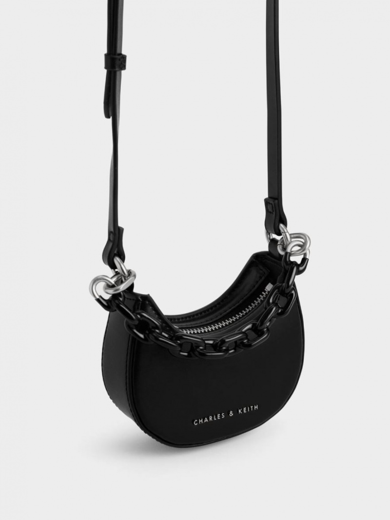 μίνι τσάντες Charles And Keith Koi Chain Handle μαυρα | 75804-WJFH