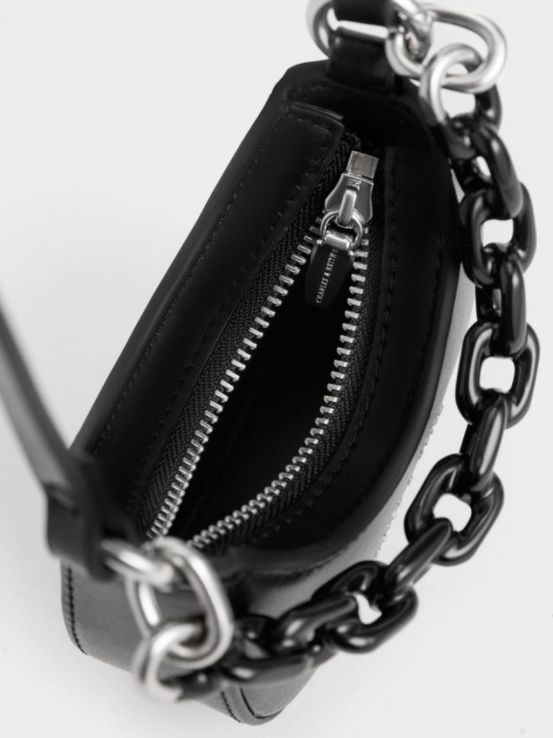 μίνι τσάντες Charles And Keith Koi Chain Handle μαυρα | 75804-WJFH