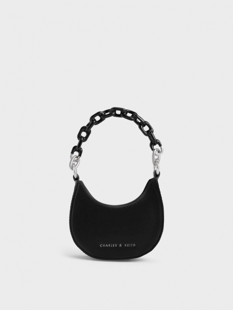 μίνι τσάντες Charles And Keith Koi Chain Handle μαυρα | 75804-WJFH