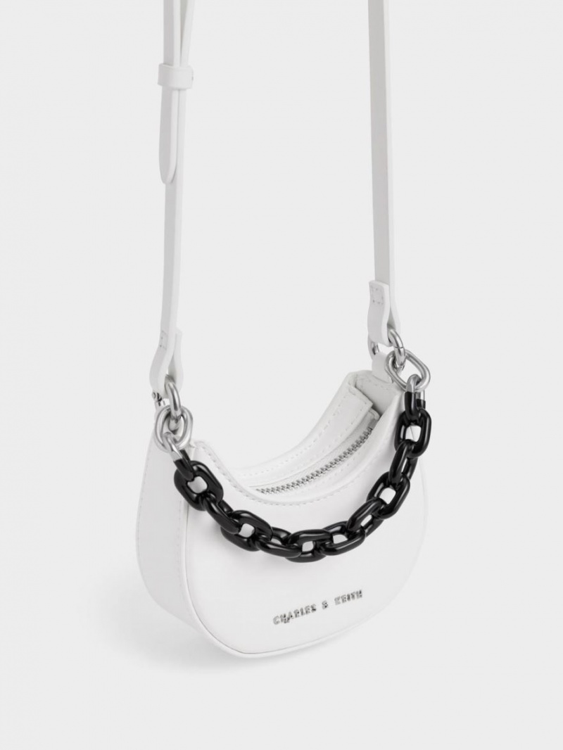 μίνι τσάντες Charles And Keith Koi Chain Handle ασπρα | 75342-GITQ