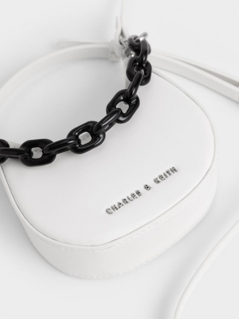 μίνι τσάντες Charles And Keith Koi Chain Handle ασπρα | 75342-GITQ