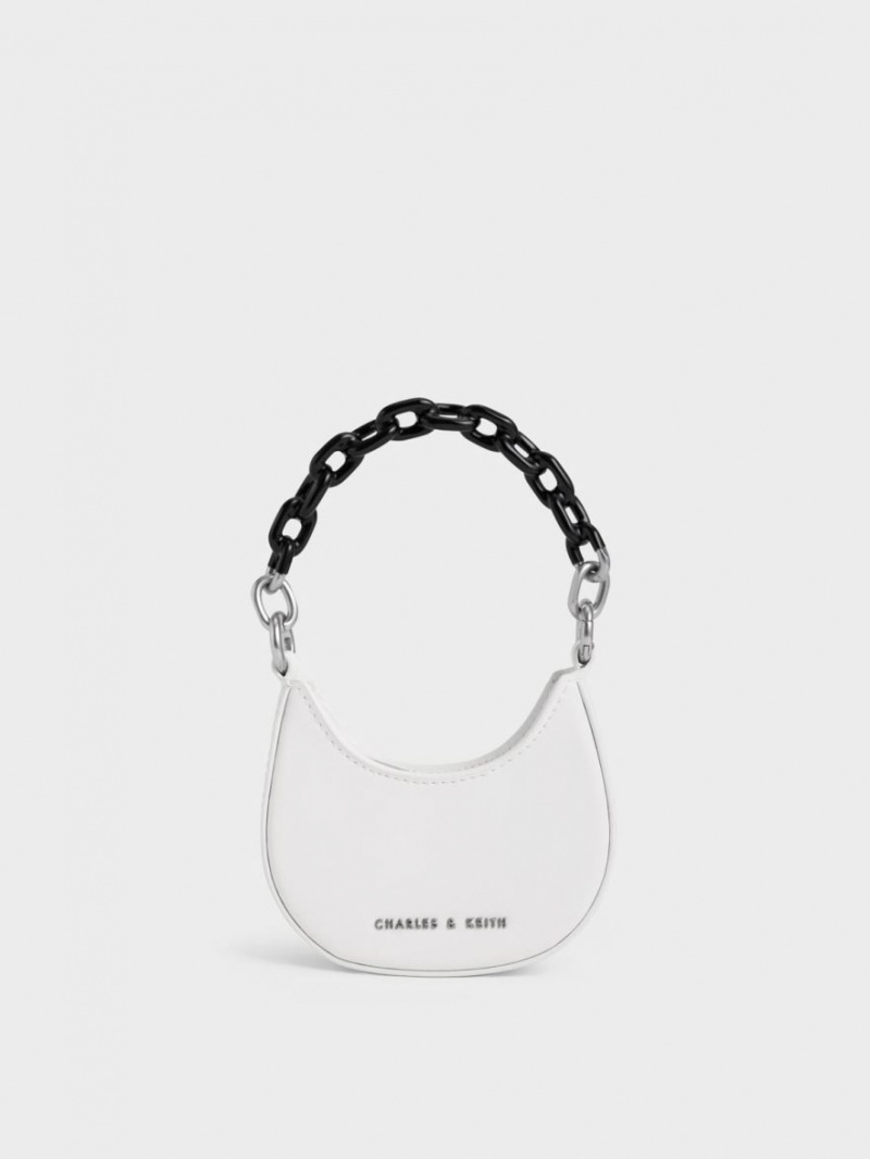 μίνι τσάντες Charles And Keith Koi Chain Handle ασπρα | 75342-GITQ