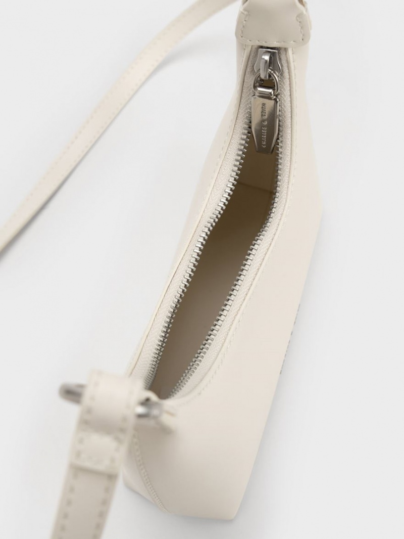 τσάντεσ ώμου Charles And Keith Koi Chain Handle κρέμα | 72419-TVSB