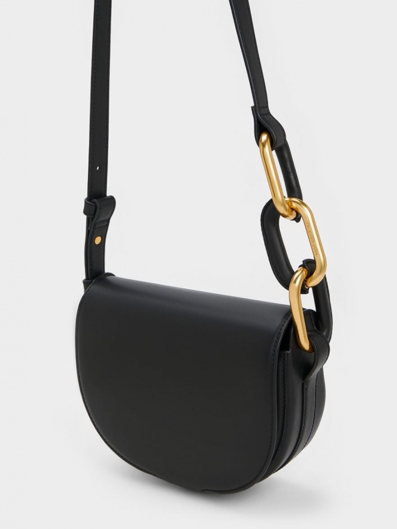 τσάντεσ χιαστί Charles And Keith Kora Saddle μαυρα | 71526-NRSV