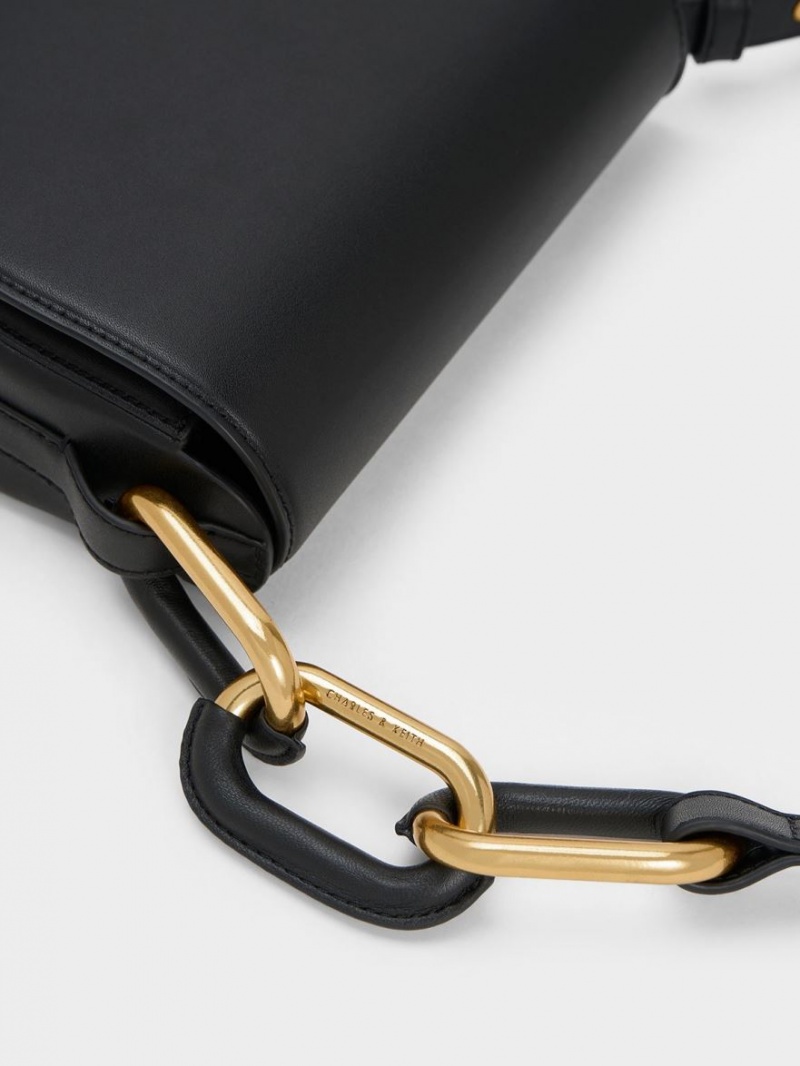 τσάντεσ χιαστί Charles And Keith Kora Saddle μαυρα | 71526-NRSV