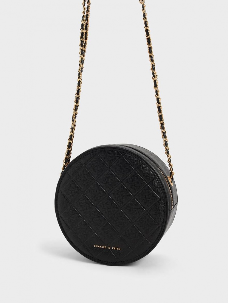 τσάντεσ ώμου Charles And Keith Kwan Καπιτονέ Circle μαυρα | 18065-DLXS