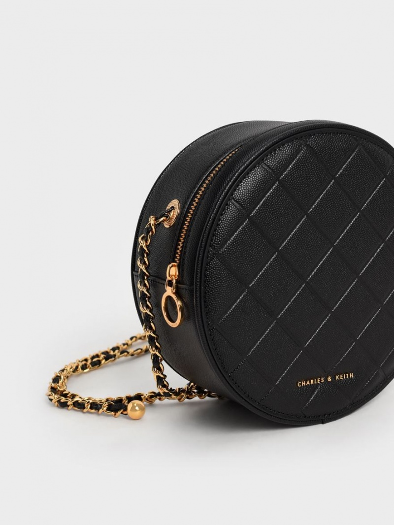 τσάντεσ ώμου Charles And Keith Kwan Καπιτονέ Circle μαυρα | 18065-DLXS