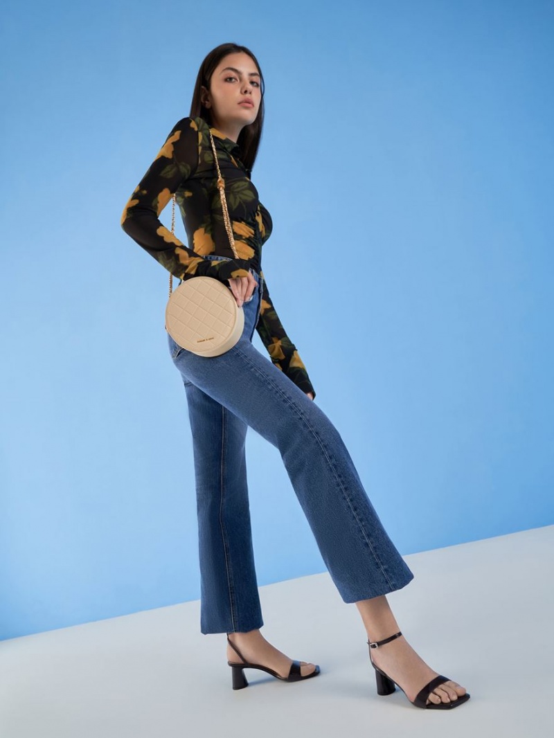 τσάντεσ ώμου Charles And Keith Kwan Καπιτονέ Circle Μπεζ | 37562-ZYUI