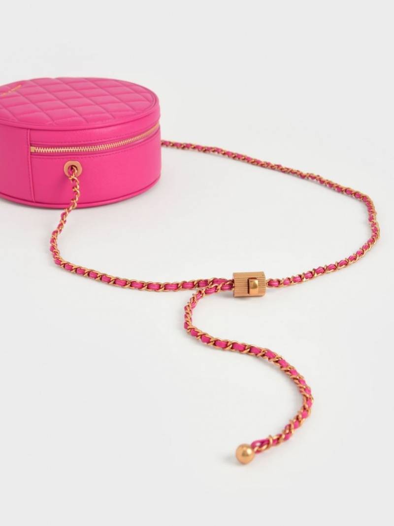 τσάντεσ ώμου Charles And Keith Kwan Καπιτονέ Circle φουξια | 71268-RQCY