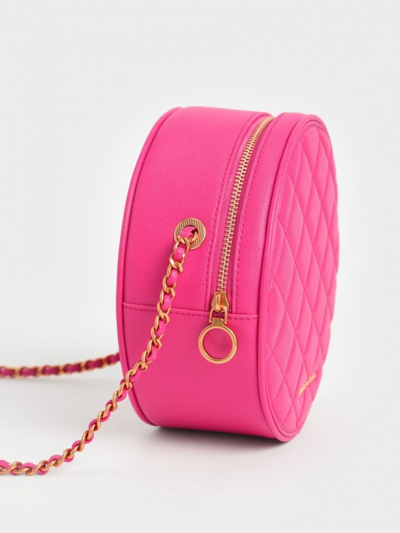 τσάντεσ ώμου Charles And Keith Kwan Καπιτονέ Circle φουξια | 71268-RQCY