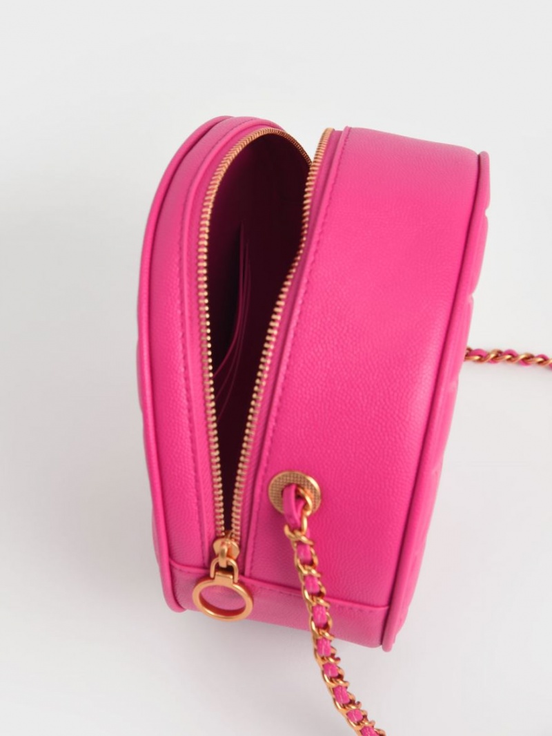 τσάντεσ ώμου Charles And Keith Kwan Καπιτονέ Circle φουξια | 71268-RQCY