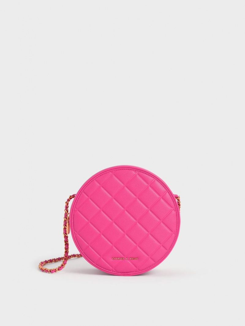 τσάντεσ ώμου Charles And Keith Kwan Καπιτονέ Circle φουξια | 71268-RQCY