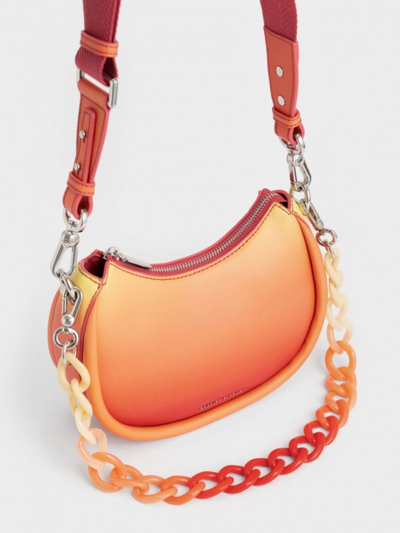 τσάντεσ ώμου Charles And Keith Lana Curved πορτοκαλι | 10876-NXGB
