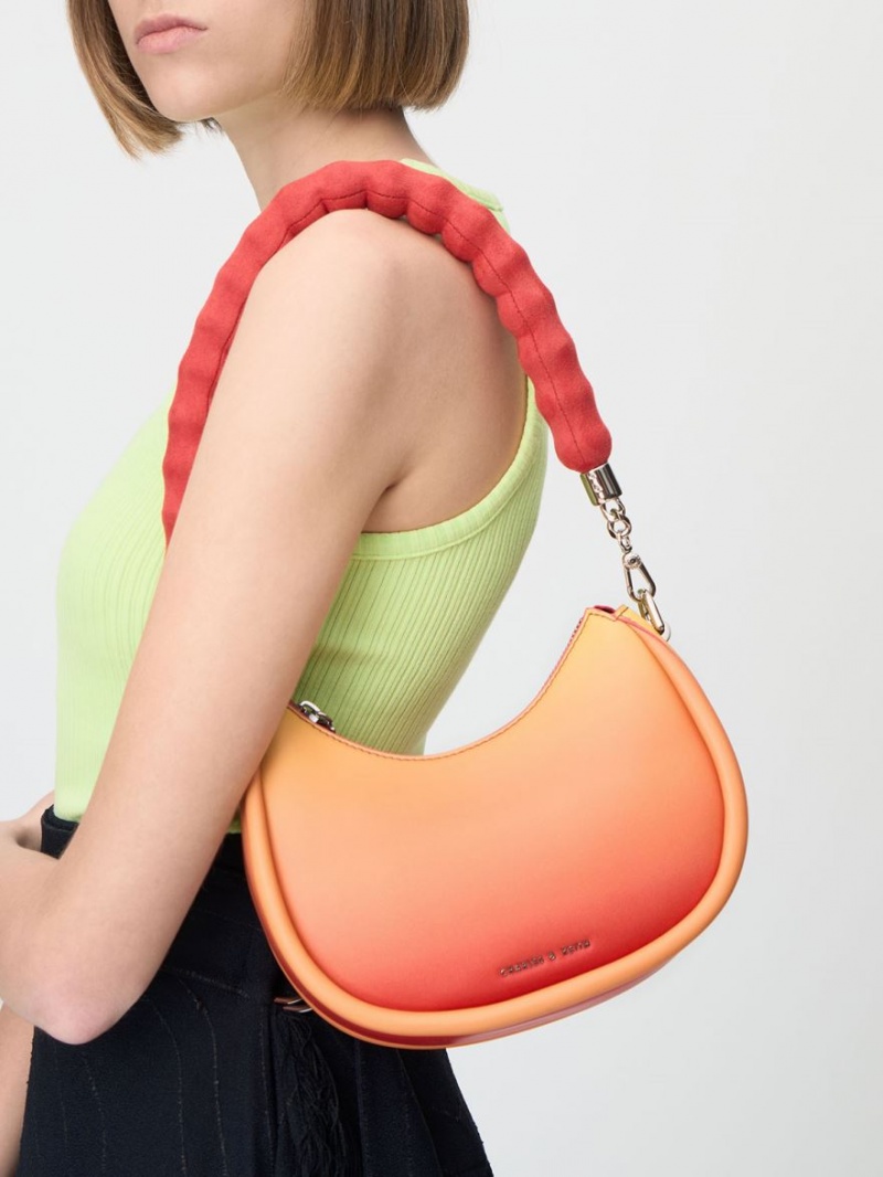 τσάντεσ ώμου Charles And Keith Lana Curved πορτοκαλι | 10876-NXGB