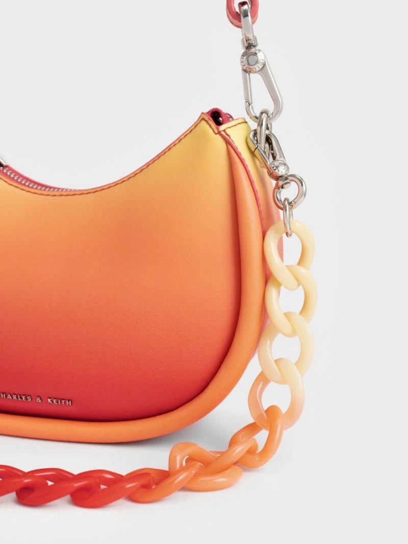 τσάντεσ ώμου Charles And Keith Lana Curved πορτοκαλι | 10876-NXGB