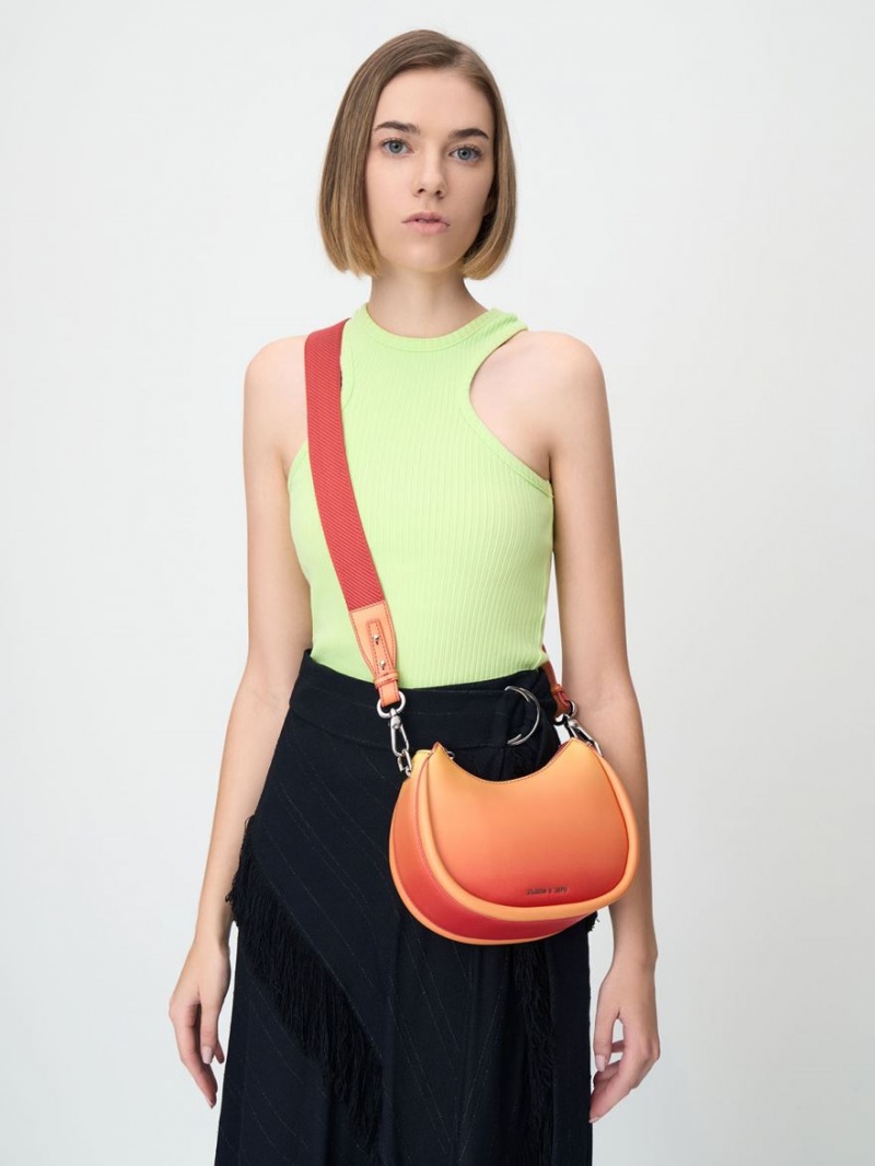 τσάντεσ ώμου Charles And Keith Lana Curved πορτοκαλι | 10876-NXGB