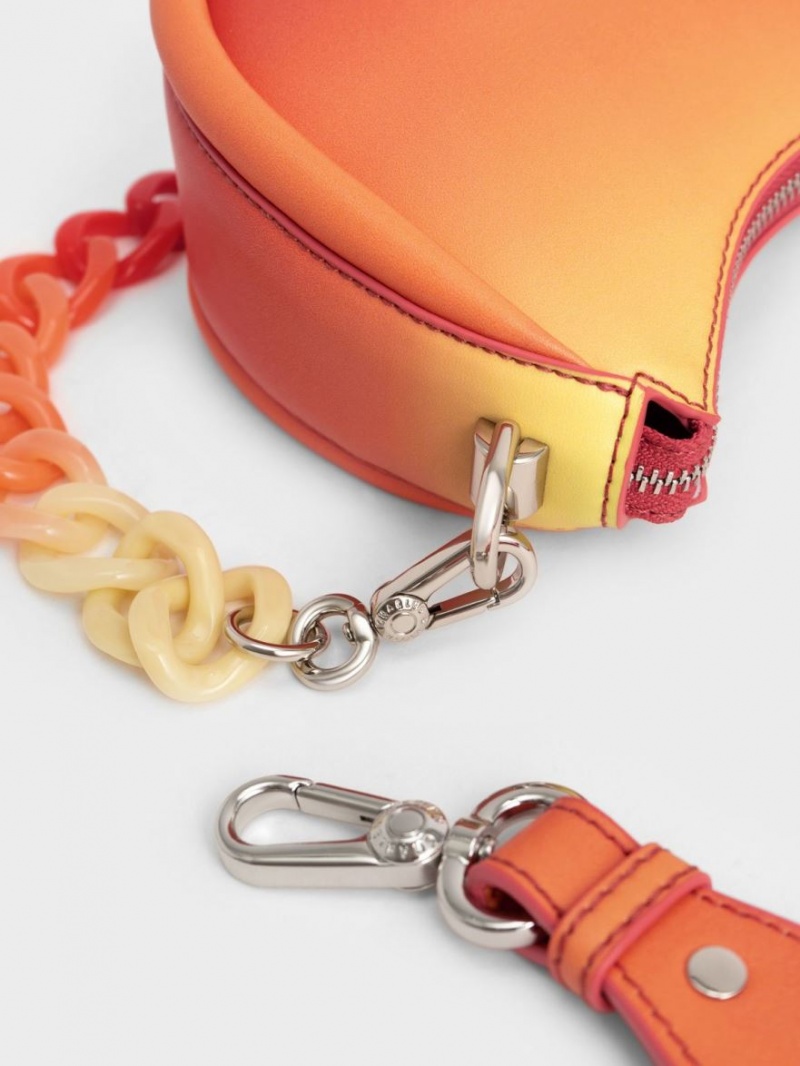 τσάντεσ ώμου Charles And Keith Lana Curved πορτοκαλι | 10876-NXGB