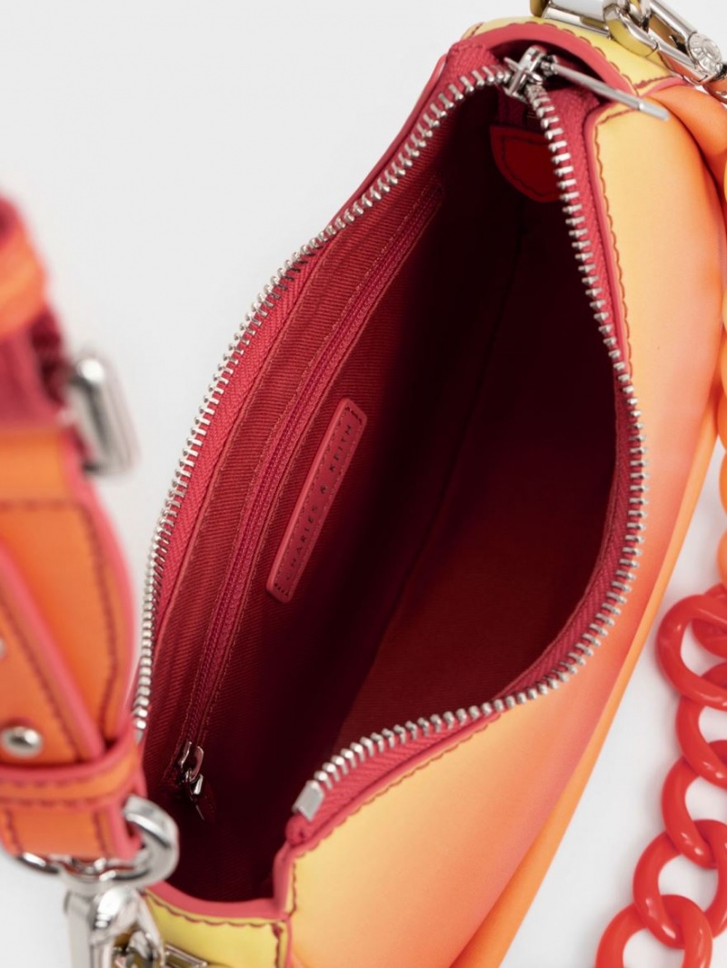 τσάντεσ ώμου Charles And Keith Lana Curved πορτοκαλι | 10876-NXGB