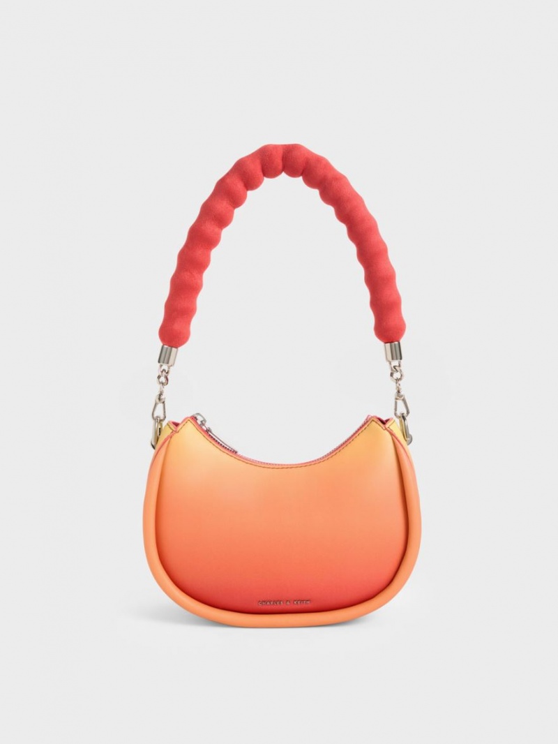 τσάντεσ ώμου Charles And Keith Lana Curved πορτοκαλι | 10876-NXGB
