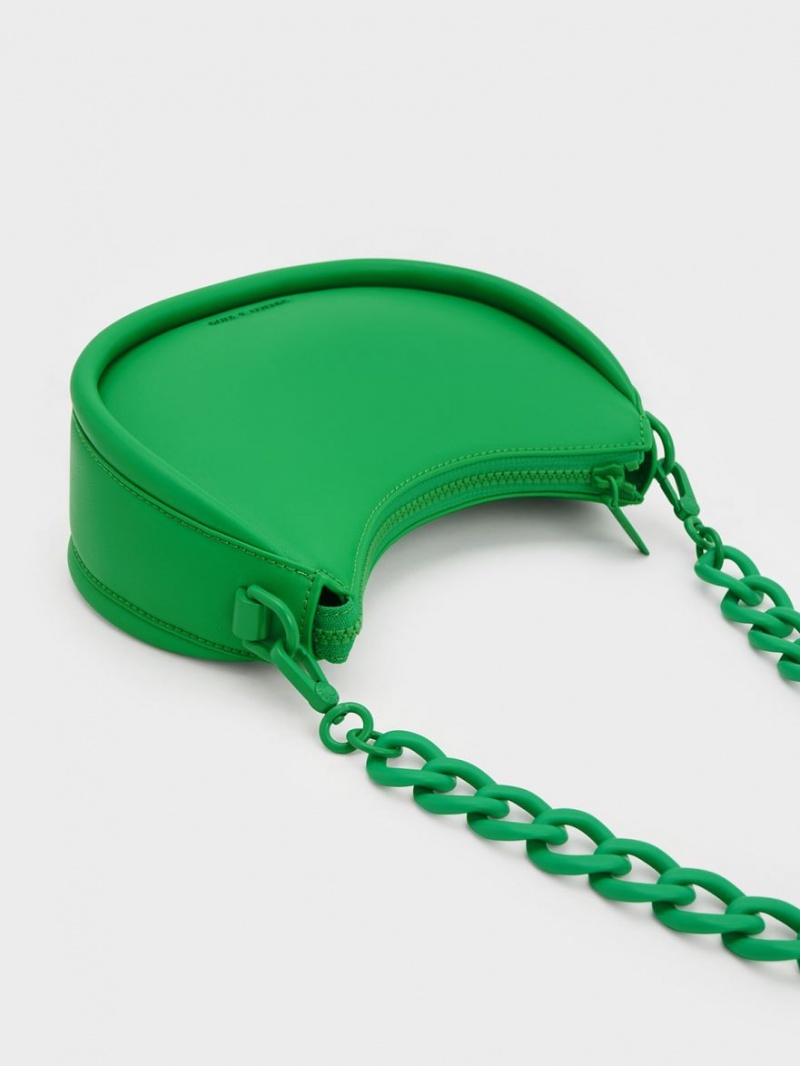 τσάντεσ ώμου Charles And Keith Lana Curved πρασινο | 28710-GVUC