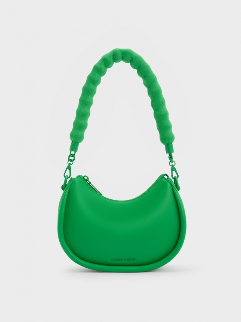 τσάντεσ ώμου Charles And Keith Lana Curved πρασινο | 28710-GVUC