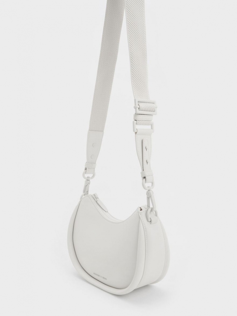 τσάντεσ ώμου Charles And Keith Lana Curved ασπρα | 38659-KQUL