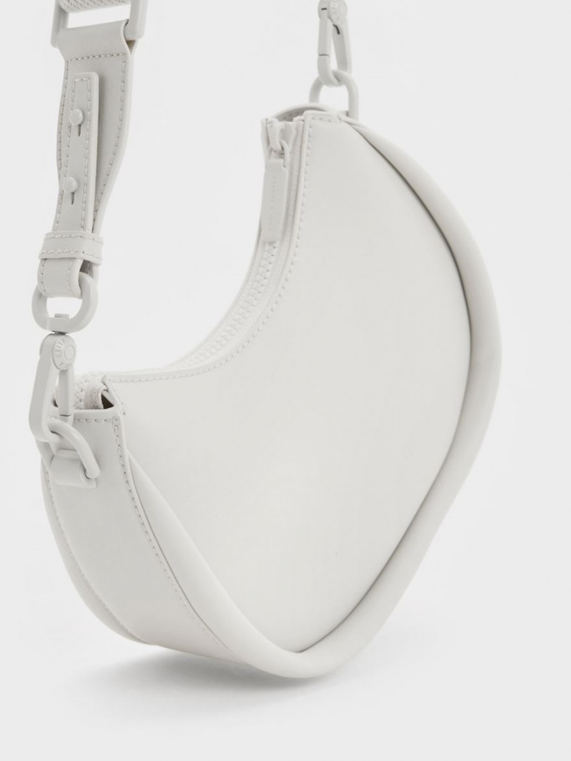 τσάντεσ ώμου Charles And Keith Lana Curved ασπρα | 38659-KQUL