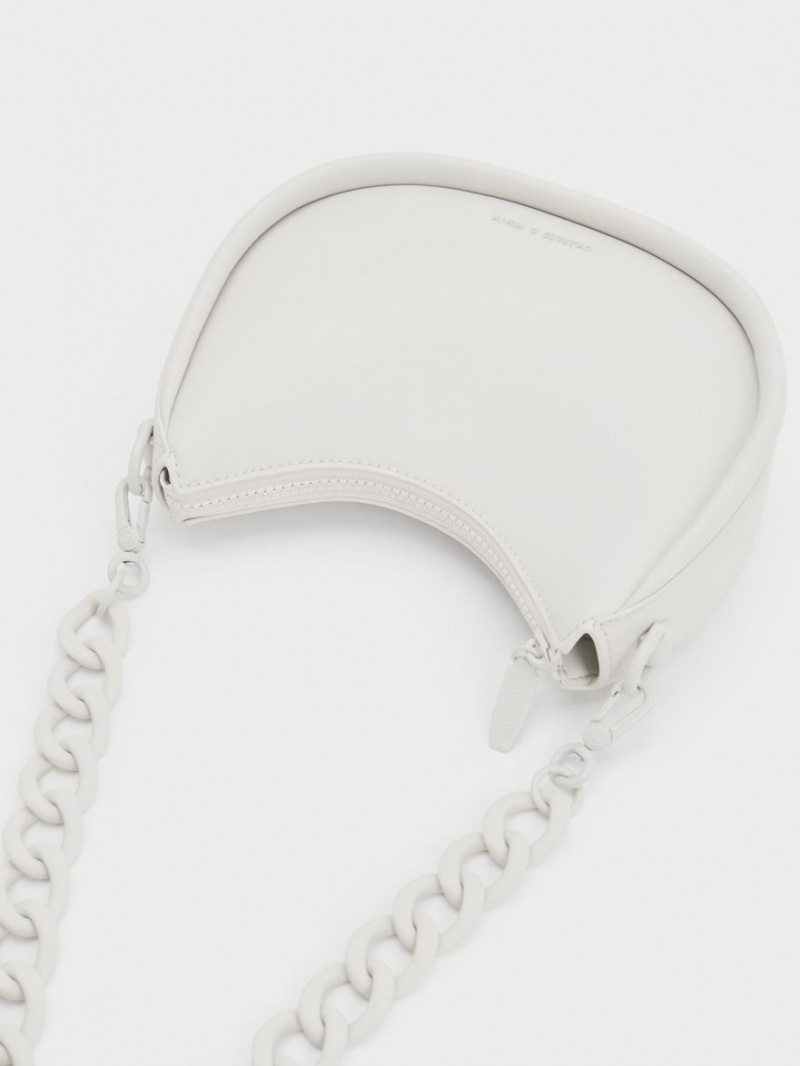 τσάντεσ ώμου Charles And Keith Lana Curved ασπρα | 38659-KQUL