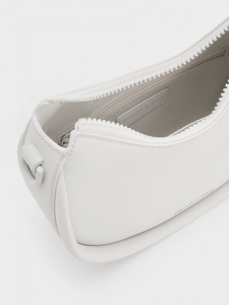 τσάντεσ ώμου Charles And Keith Lana Curved ασπρα | 38659-KQUL
