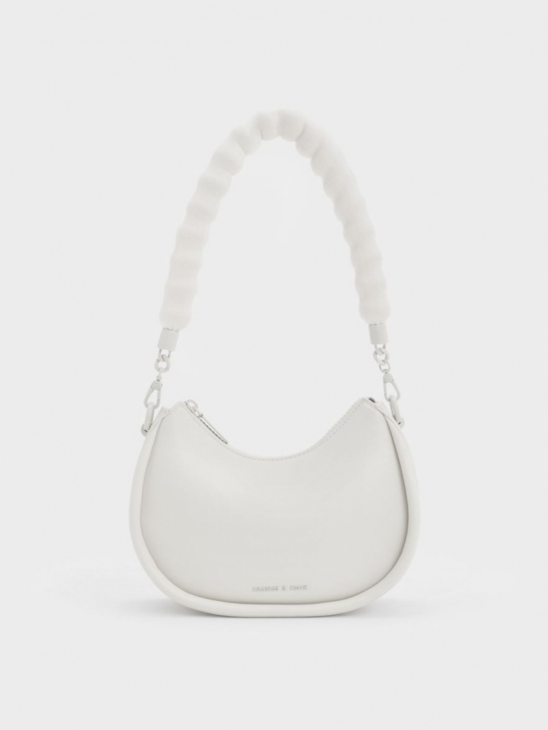 τσάντεσ ώμου Charles And Keith Lana Curved ασπρα | 38659-KQUL