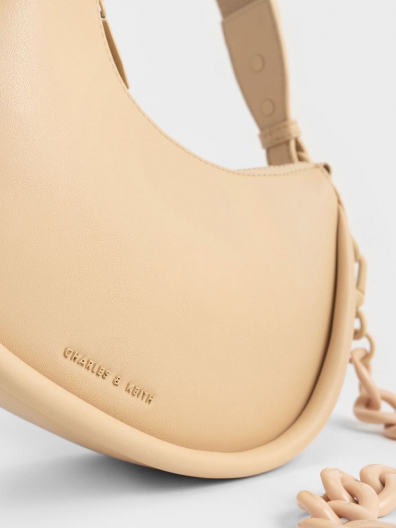 τσάντεσ ώμου Charles And Keith Lana Curved Μπεζ | 41206-VXRT