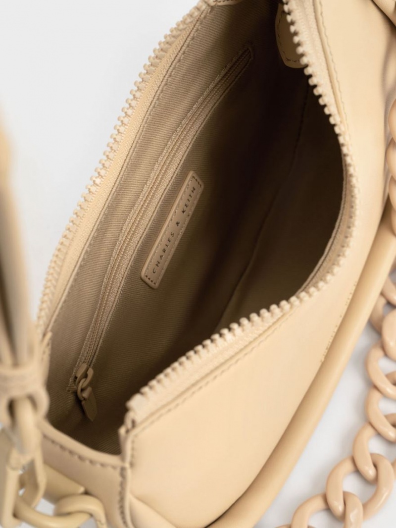 τσάντεσ ώμου Charles And Keith Lana Curved Μπεζ | 41206-VXRT