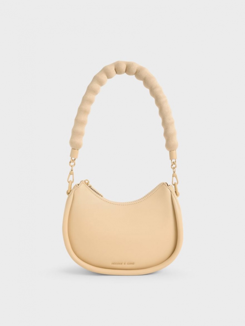 τσάντεσ ώμου Charles And Keith Lana Curved Μπεζ | 41206-VXRT