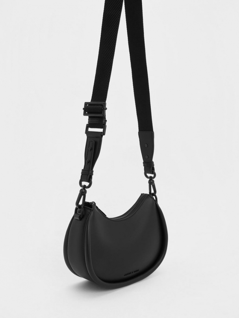 τσάντεσ ώμου Charles And Keith Lana Curved μαυρα | 43802-QHGL