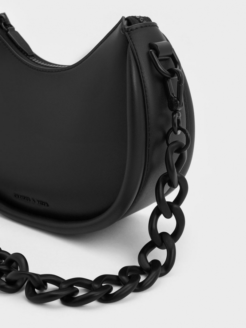 τσάντεσ ώμου Charles And Keith Lana Curved μαυρα | 43802-QHGL