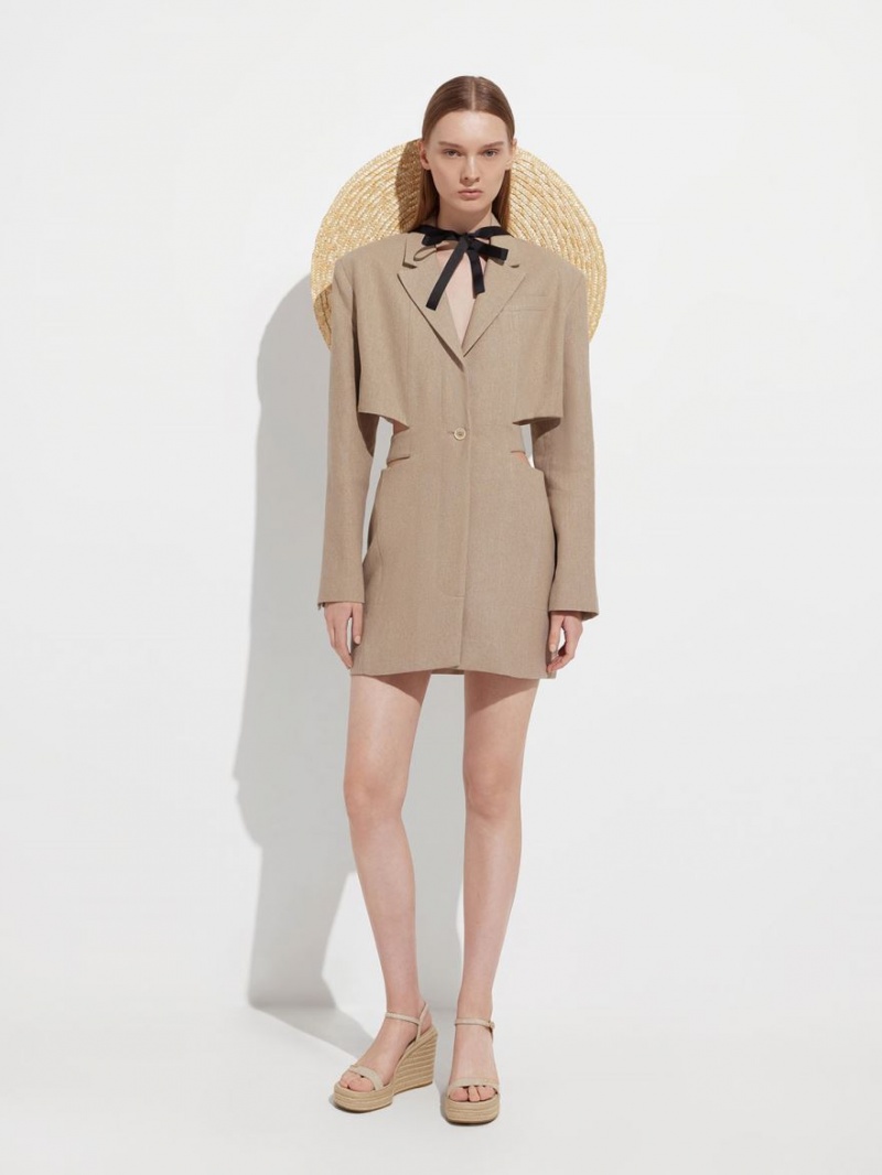 παπουτσια πλατφορμα Charles And Keith Linen εσπαντριγιεσ Μπεζ | 43672-QKAC