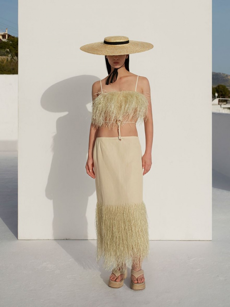 παπουτσια πλατφορμα Charles And Keith Linen εσπαντριγιεσ Στρινγκ Μπεζ | 29140-CLRE