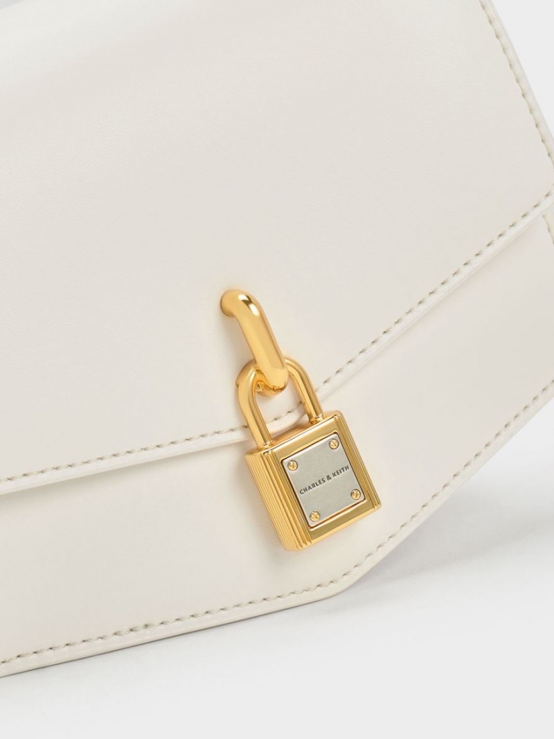 τσάντεσ χιαστί Charles And Keith Lock-Motif Geometric ασπρα | 60475-CDQH