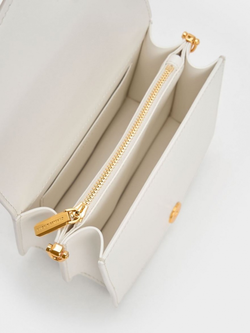 τσάντεσ χιαστί Charles And Keith Lock-Motif Geometric ασπρα | 60475-CDQH