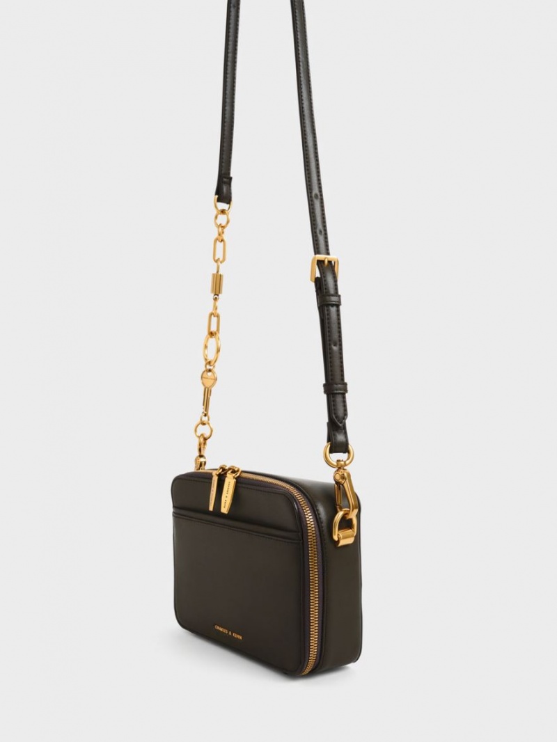 τσαντα χειροσ Charles And Keith Lock & Key Chain μαυρα | 17409-QBIY