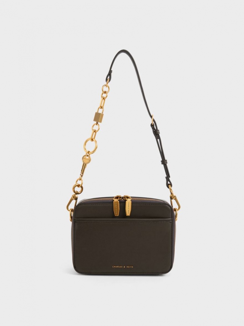 τσαντα χειροσ Charles And Keith Lock & Key Chain μαυρα | 17409-QBIY