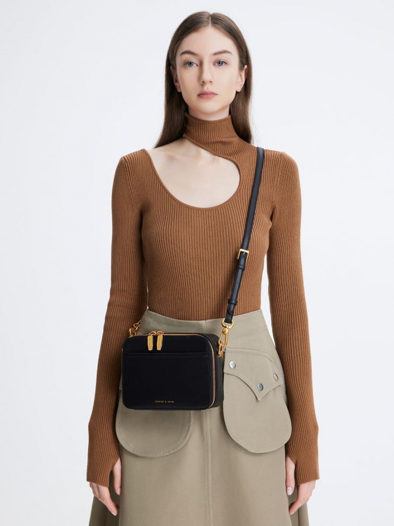 τσαντα χειροσ Charles And Keith Lock & Key Chain μαυρα | 27916-AVHR