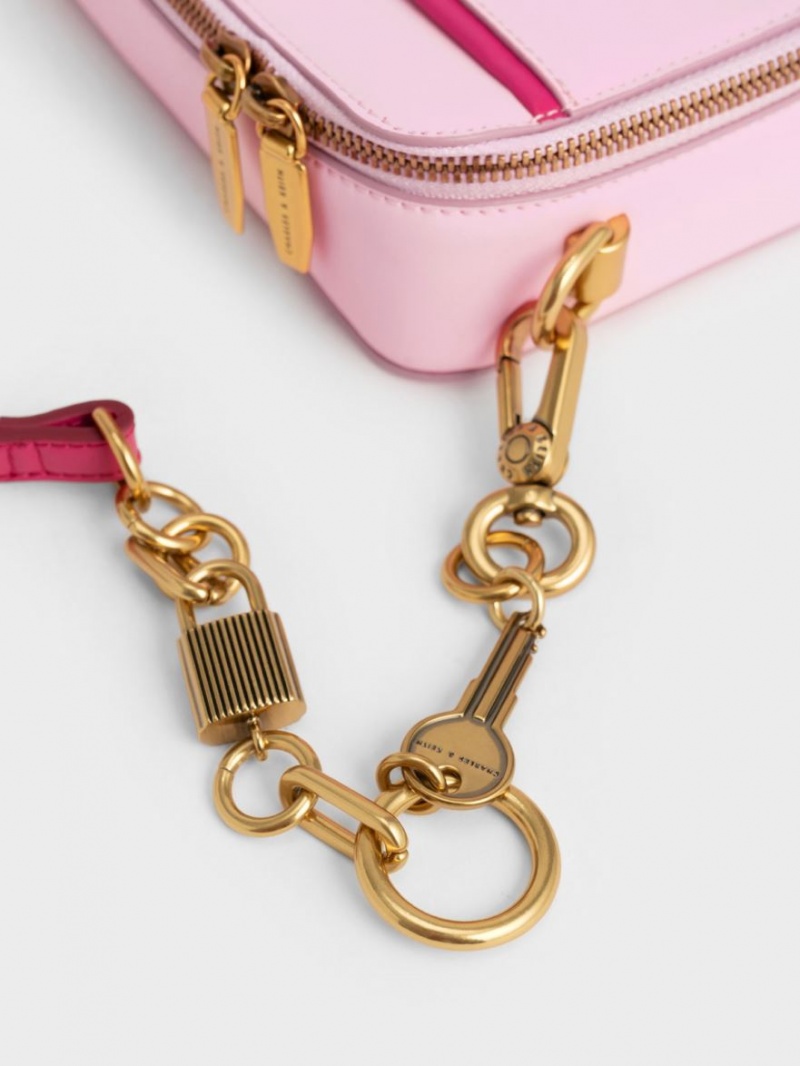 τσαντα χειροσ Charles And Keith Lock & Key Chain ροζ | 31927-ACPZ